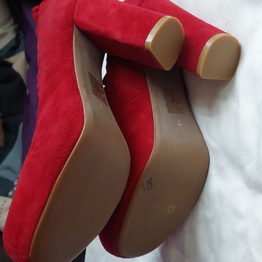 Jeffery Campbell Red Ruffled Women's Shoes - Picture 6 of 7